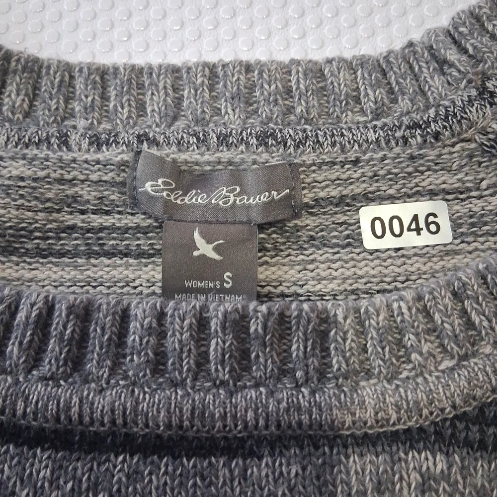 Womens Gray Striped Sweater - Picture 2 of 9